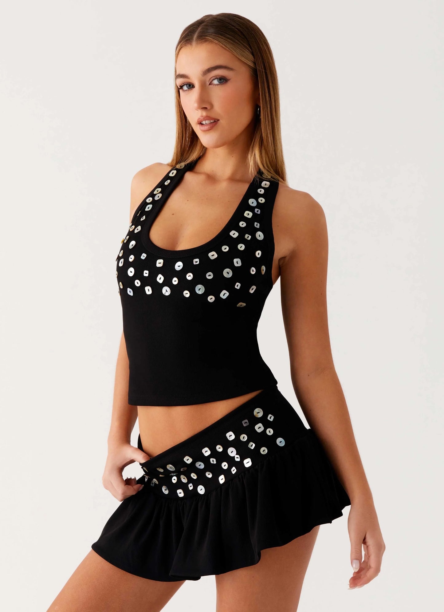 Vegas Nights Low Rise Skort - Black