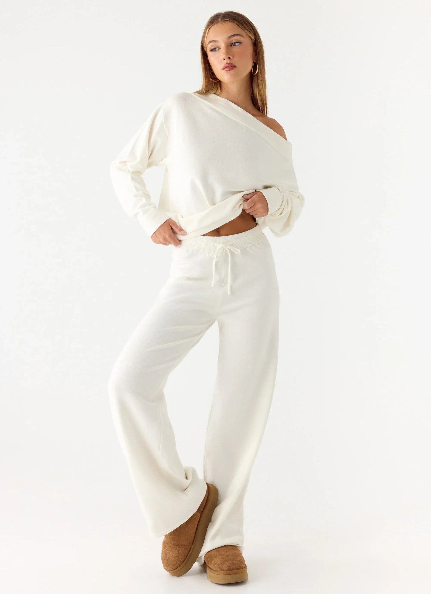 Sherlee Knit Pants - White