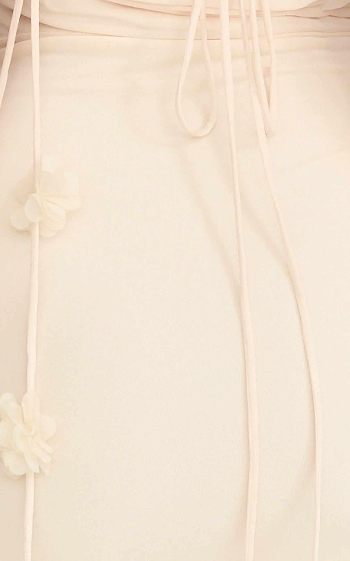 Penny Mini Dress - Draped Cowl Neck 3D Flower Fitted Dress in Cream