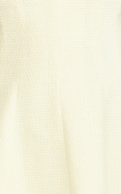 Nelson Mini Dress - Low Cut Boucle Fit & Flare Mini Dress in Cream