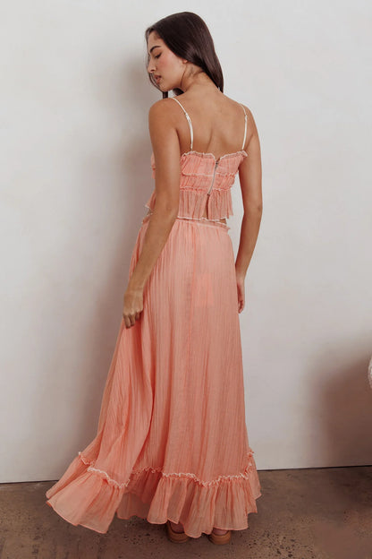 Maidens Tie Detail Overlock Maxi Skirt Apricot
