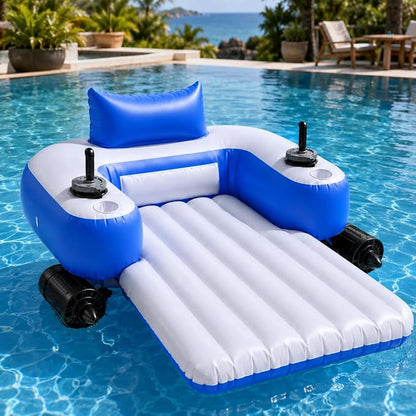 🌊 Electric Motorized Pool Float | Rechargeable Dual-Motor Lounge Raft with Canopy