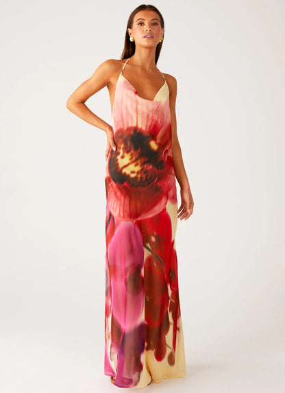 Morning Crush Cowl Maxi Dress - Yellow Bloom