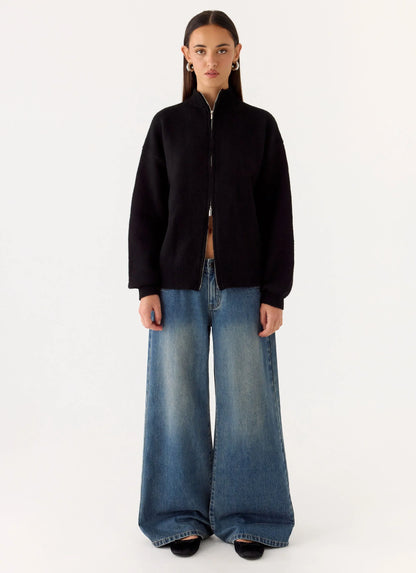 Davy Knit Zip Jacket - Black
