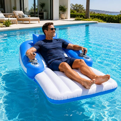 🌊 Electric Motorized Pool Float | Rechargeable Dual-Motor Lounge Raft with Canopy