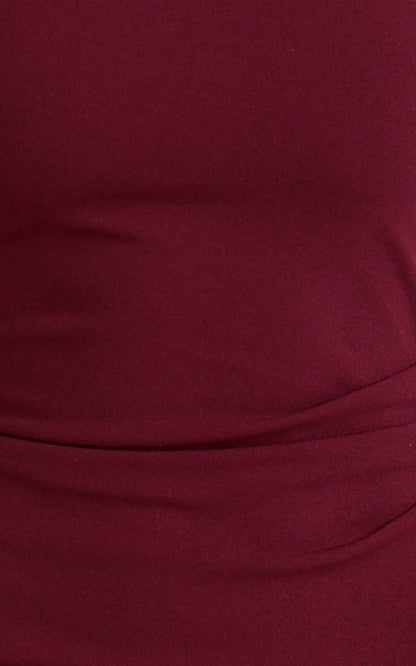 Helen Maxi Dress - One Shoulder Draped Fitted Dress in Wine
