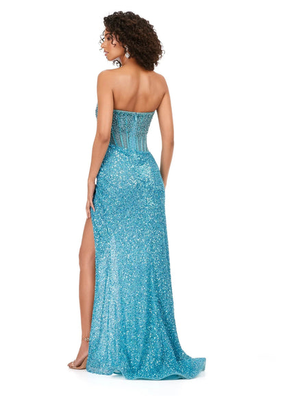 Ashley Lauren 11238 Corset Bustier Gown Wrap Skirt Evening Prom Dress