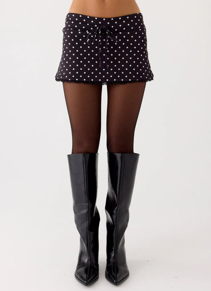 Get No Sleep Mini Skort - Black Polkadot