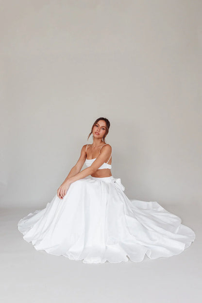 Love Songs Tied Back Maxi Skirt White