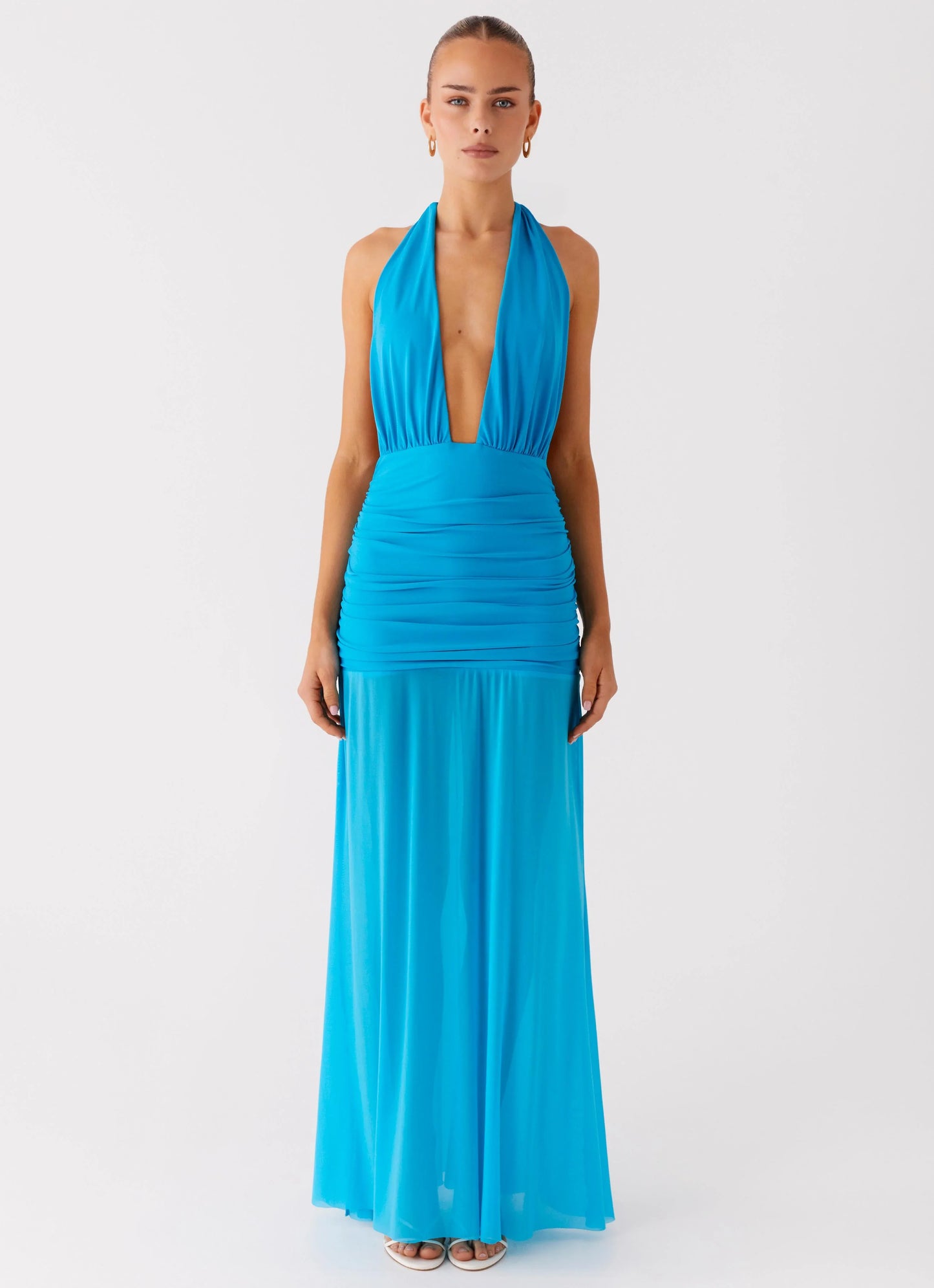Dilemma Halter Maxi Dress - Turquoise Blue
