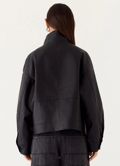 James PU Bomber Jacker - Black
