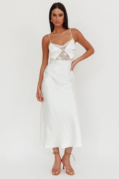 Impressions Lace Bodice Maxi Dress White