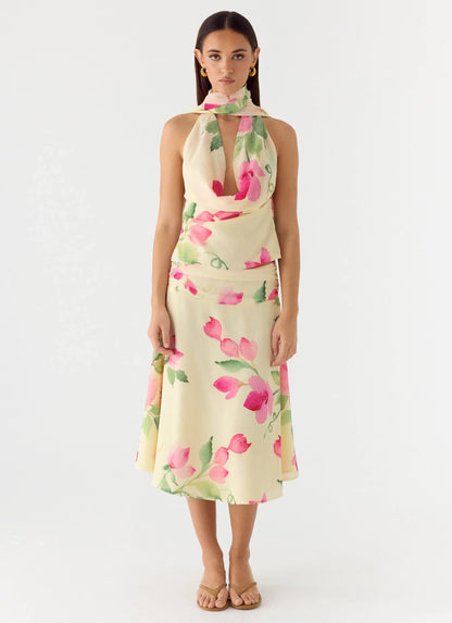 Valley Midi Skirt - Lemon Soleil