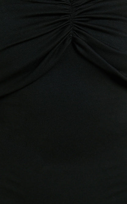 Rani Mini Dress - Off Shoulder Long Sleeve Bodycon Dress in Black