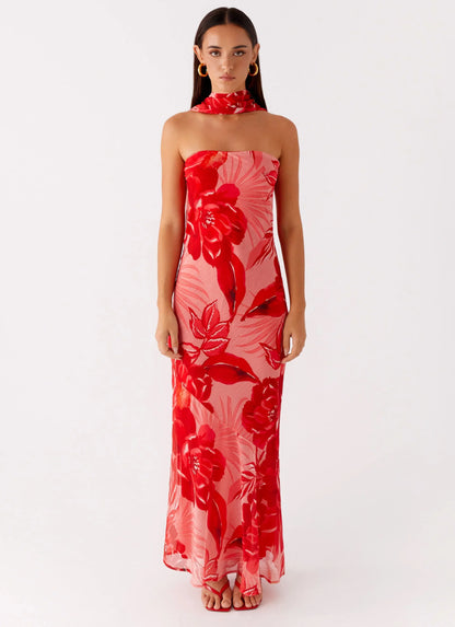 Under The Pagoda Maxi Dress - Sicily Sunsets Print
