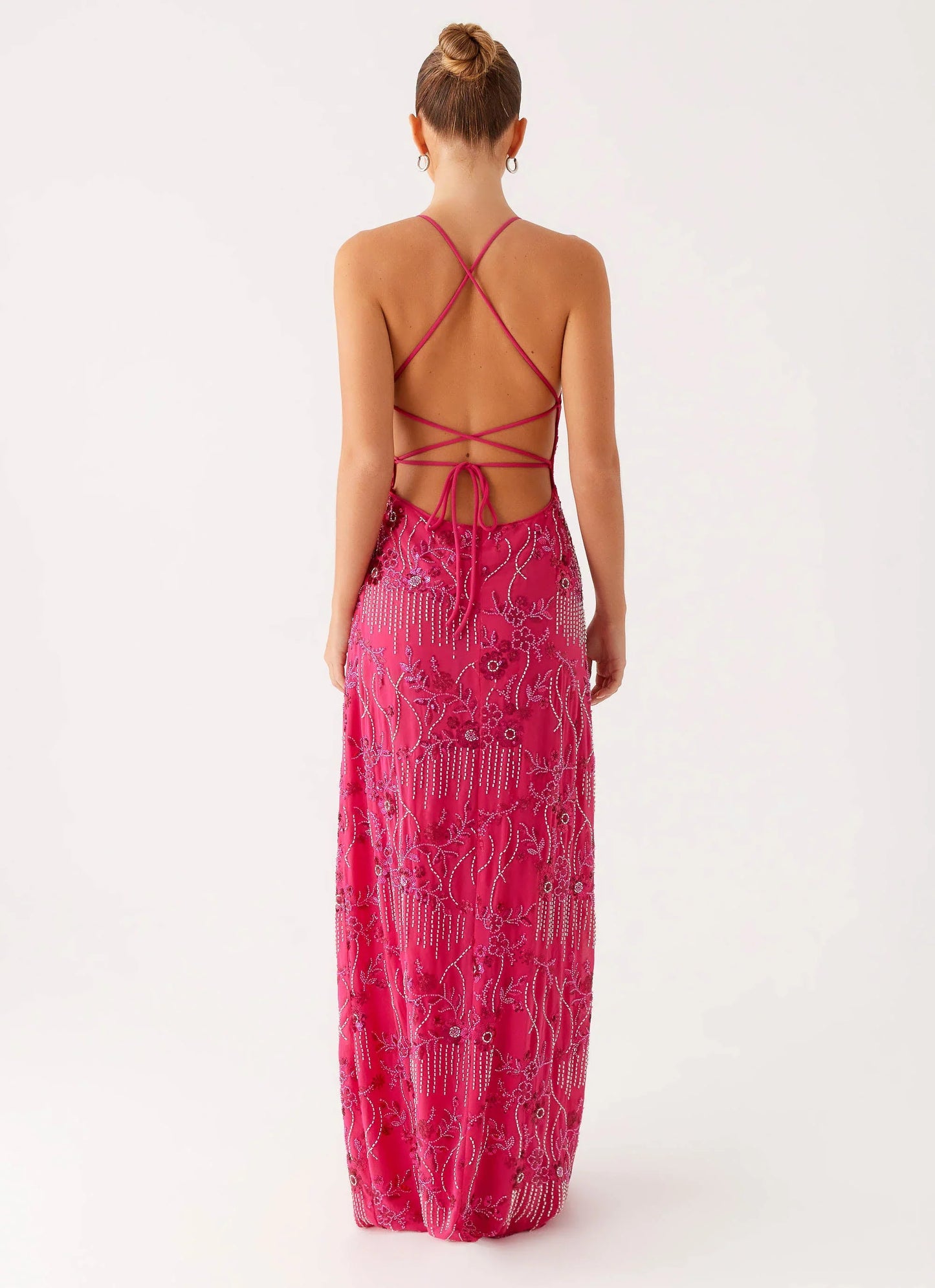 Vietta Sequin Cami Maxi Dress - Fuchsia
