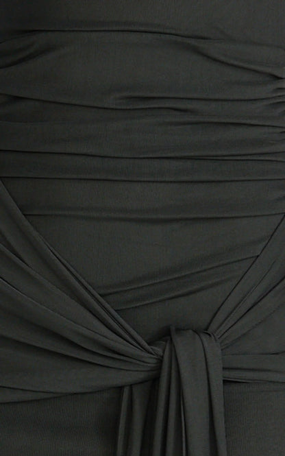 Nicolette Maxi Dress - Cape Sleeve Off Shoulder Dress in Black