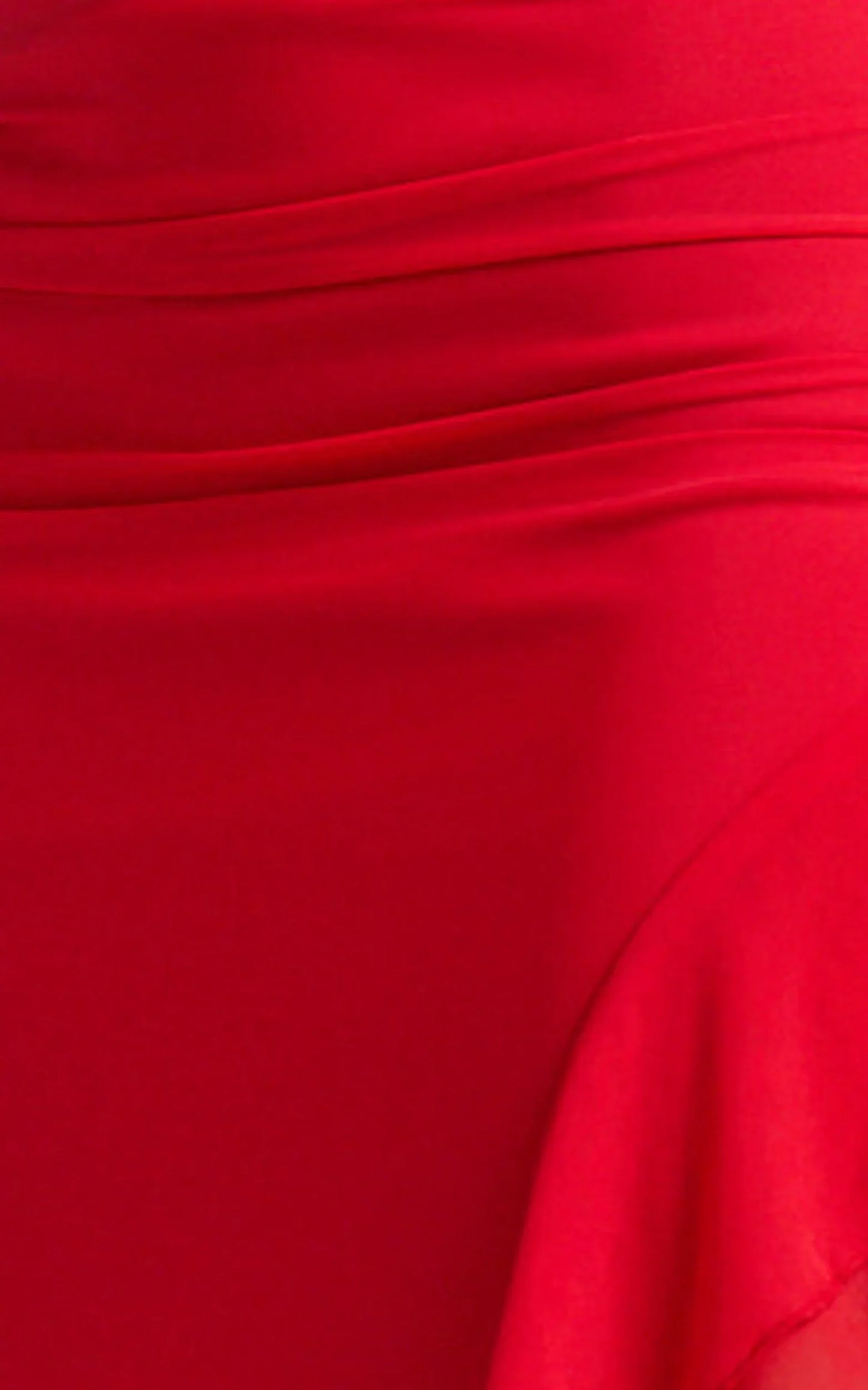 Almarie Midi Dress - Halter Neck Mesh Dress in Red