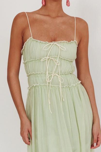 Maidens Tie Accent Maxi Dress Sage