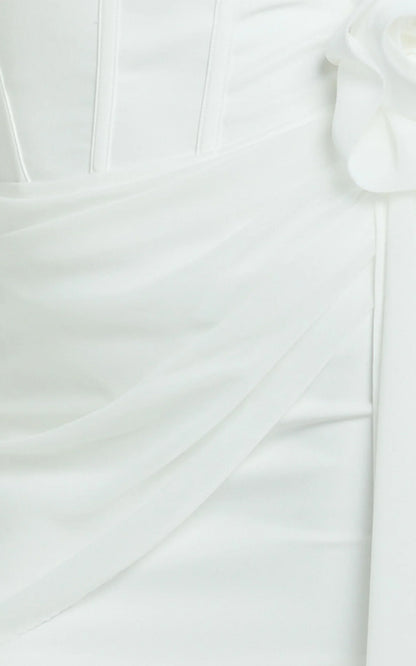 Riley Mini Dress - Strapless Draped Corset Bodycon Dress in White