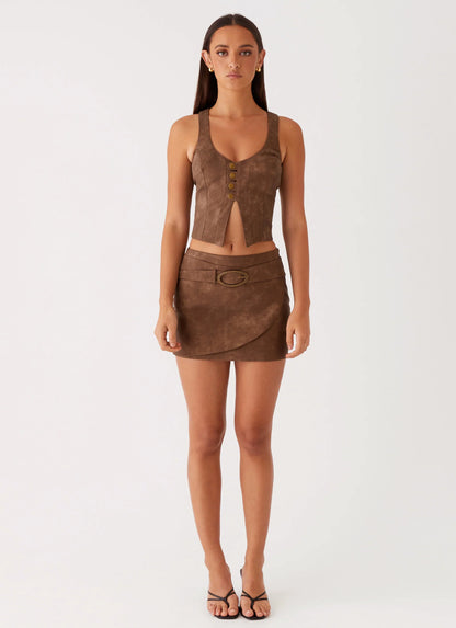 West District PU Top - Brown