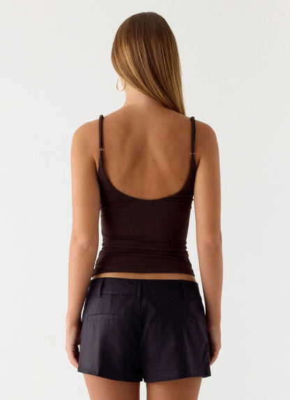 Delong Low Rise Linen Shorts - Black