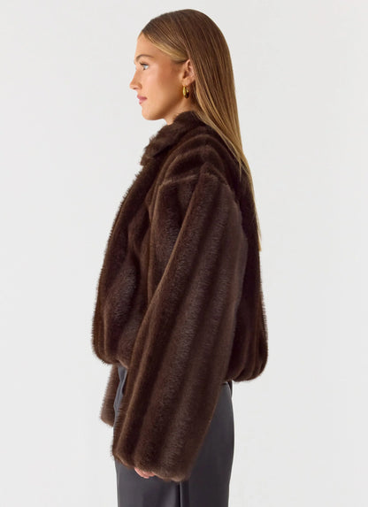 Naylor Faux Fur Jacket - Chocolate