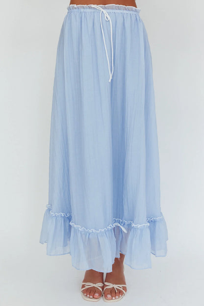 Maidens Tie Detail Overlock Maxi Skirt Cloud Blue