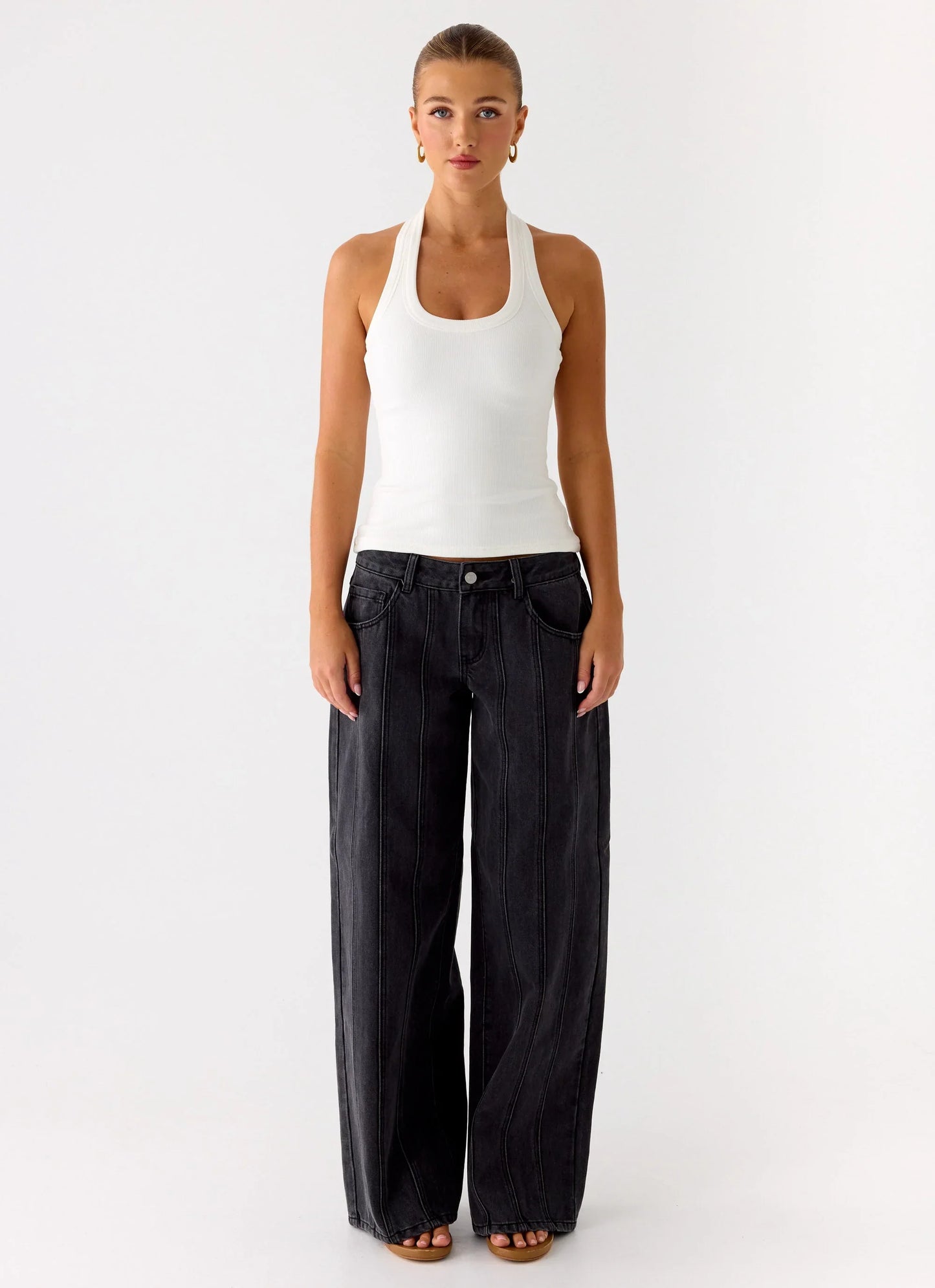 Nauton Ribbed Halter Top - White