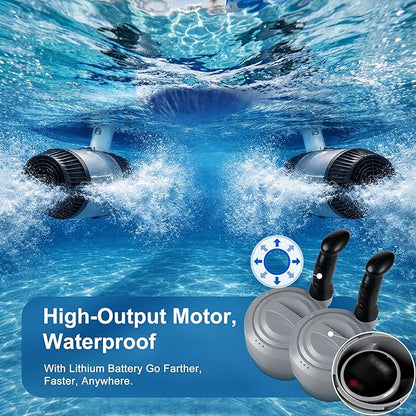 🌊 Electric Motorized Pool Float | Rechargeable Dual-Motor Lounge Raft with Canopy