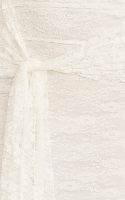 Melville Maxi Dress - Off Shoulder Long Sleeve Lace Dress in White