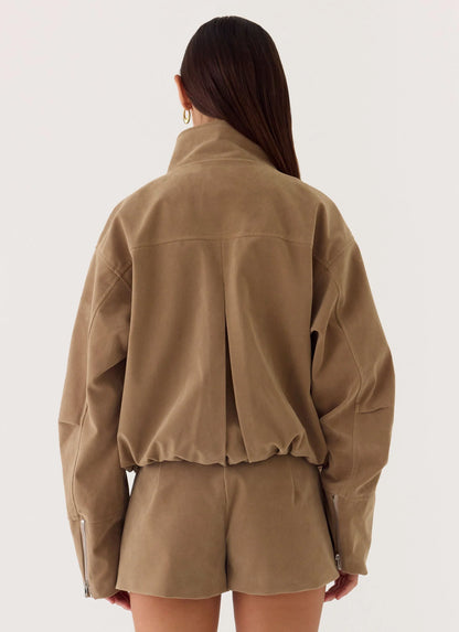 Jeremy Faux Suede Shorts - Taupe