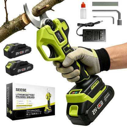 Electric Pruning Shears for Gardening: 1.25" Cutting Cordless Power Pruner, Brushless Motor, Dual21V Battery For Tree & FlowerTrimming