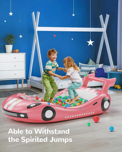 🛏️ Inflatable Kids Travel Bed, 👶 Toddler Airbed with Sides, Hand Pump Included, Portable Racing Car Design, Safe Materials for Camping, Traveling Hotel Home Use Self Inflating Bed Quick Inflate homeessentials
