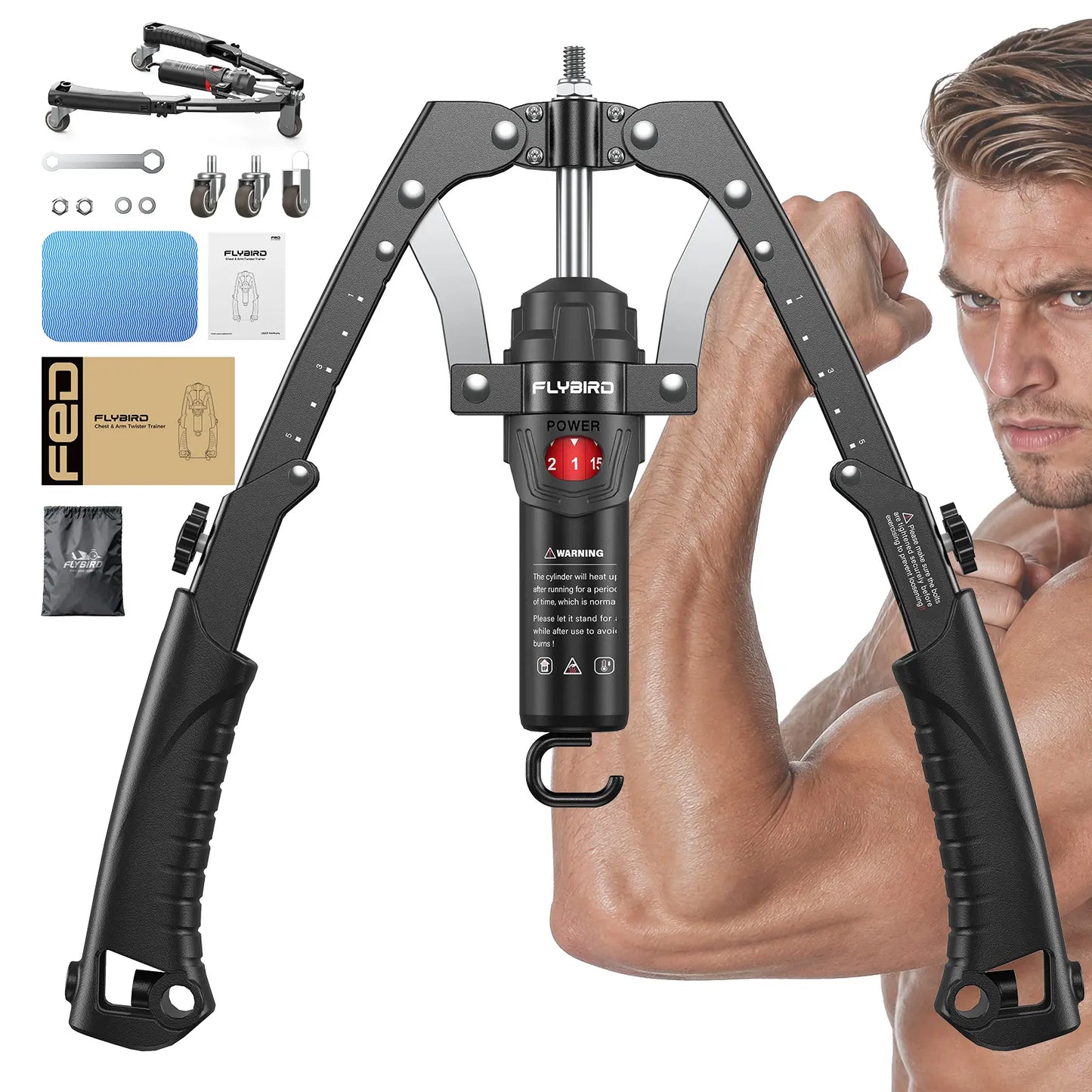 💪 Adjustable Chest Trainer & Arm Exerciser 🏋️ | 22–440lbs Resistance Home Gym Strength Trainer with Ab Roller