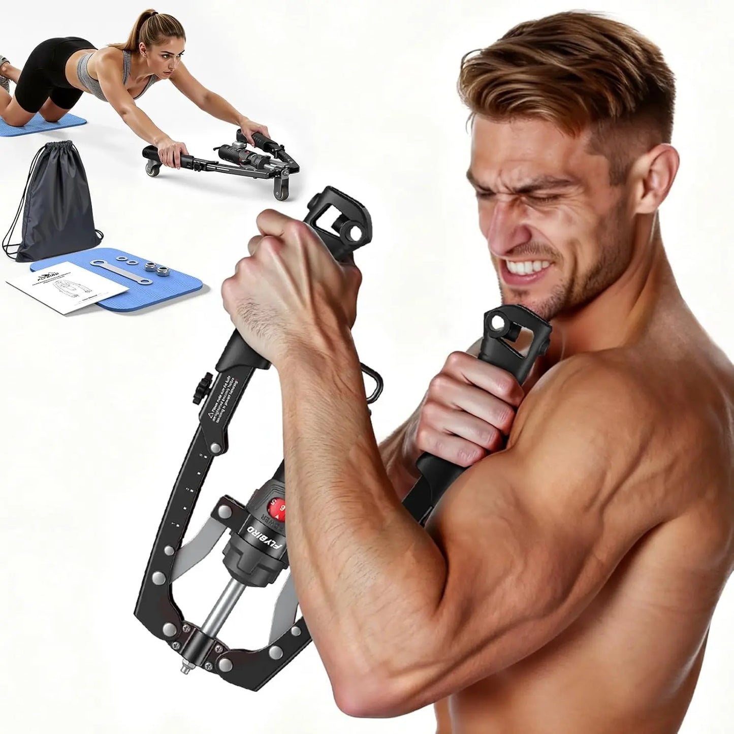 💪 Adjustable Chest Trainer & Arm Exerciser 🏋️ | 22–440lbs Resistance Home Gym Strength Trainer with Ab Roller