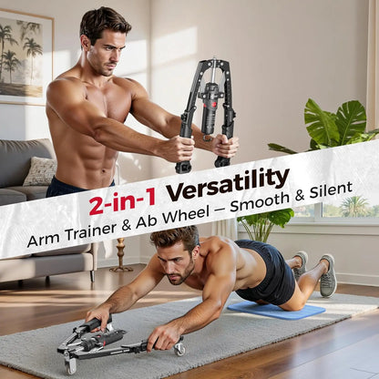 💪 Adjustable Chest Trainer & Arm Exerciser 🏋️ | 22–440lbs Resistance Home Gym Strength Trainer with Ab Roller