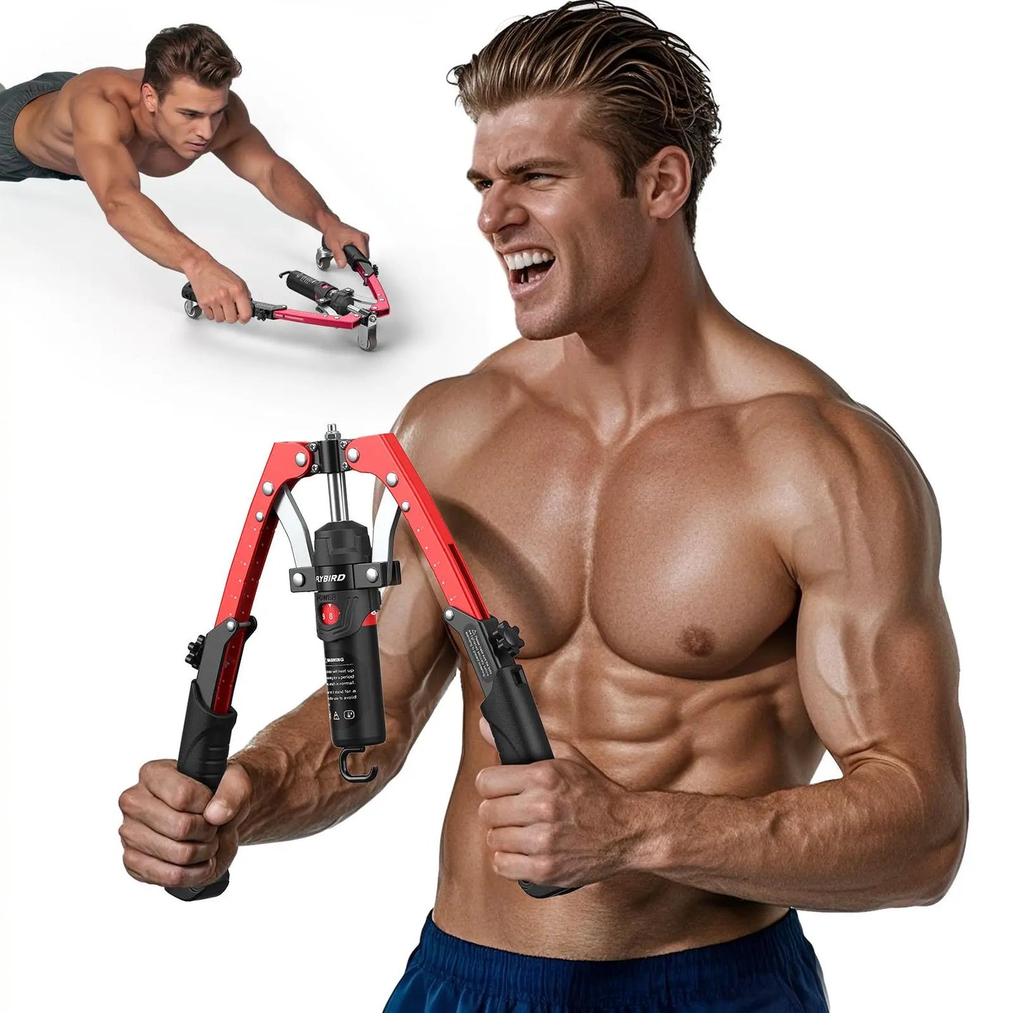 💪 Adjustable Chest Trainer & Arm Exerciser 🏋️ | 22–440lbs Resistance Home Gym Strength Trainer with Ab Roller