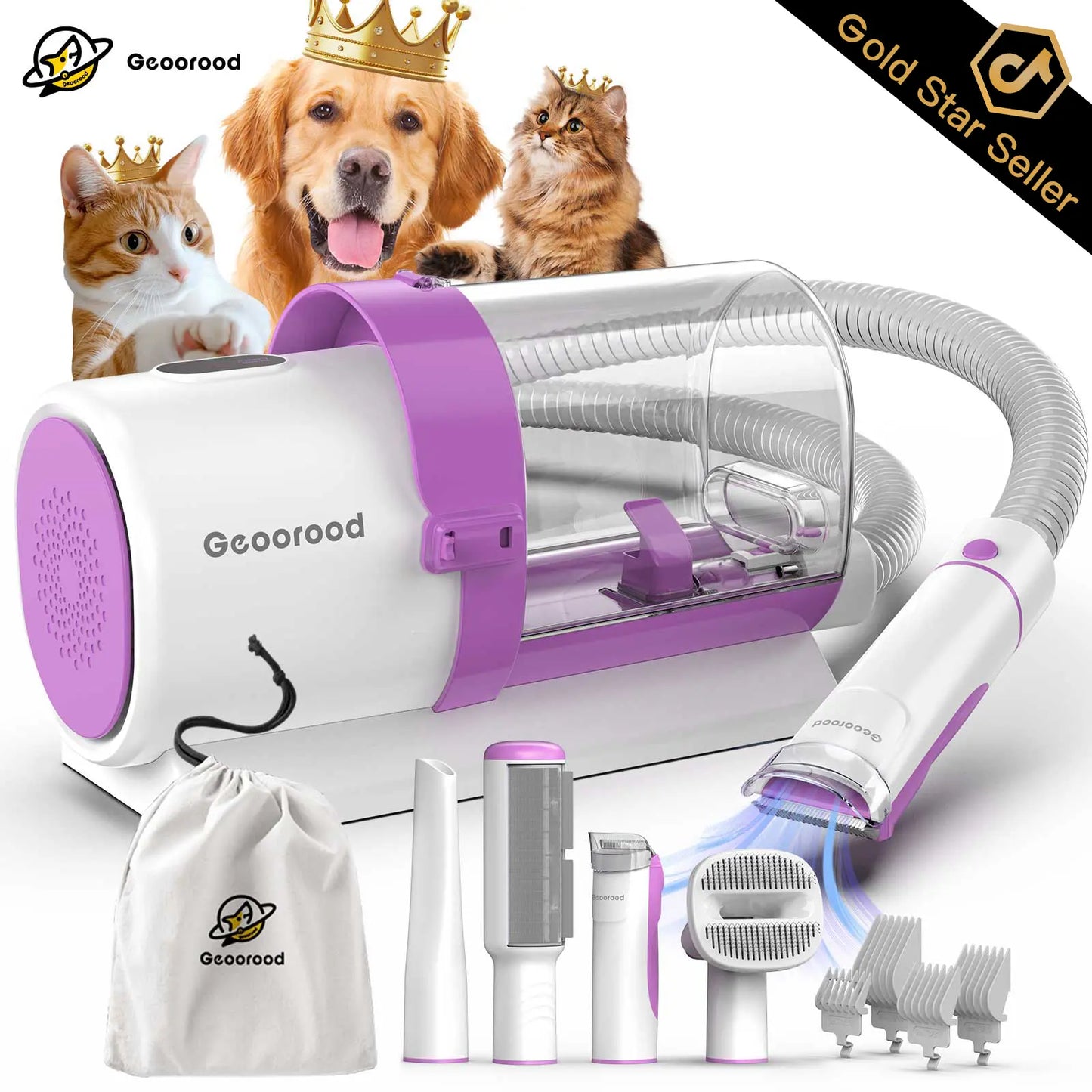 🐶 Dog Grooming Kit | All-in-One Pet Grooming Vacuum with Brush & Trimmer ✂️