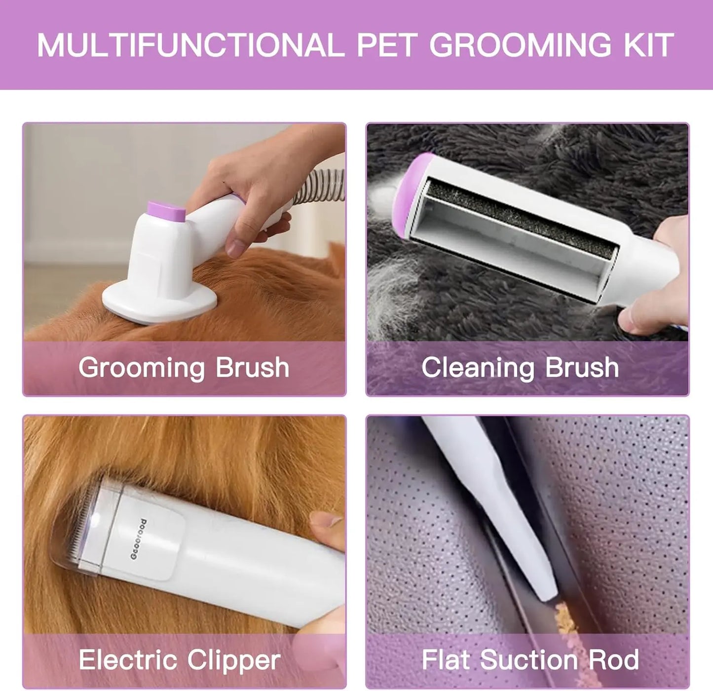 🐶 Dog Grooming Kit | All-in-One Pet Grooming Vacuum with Brush & Trimmer ✂️
