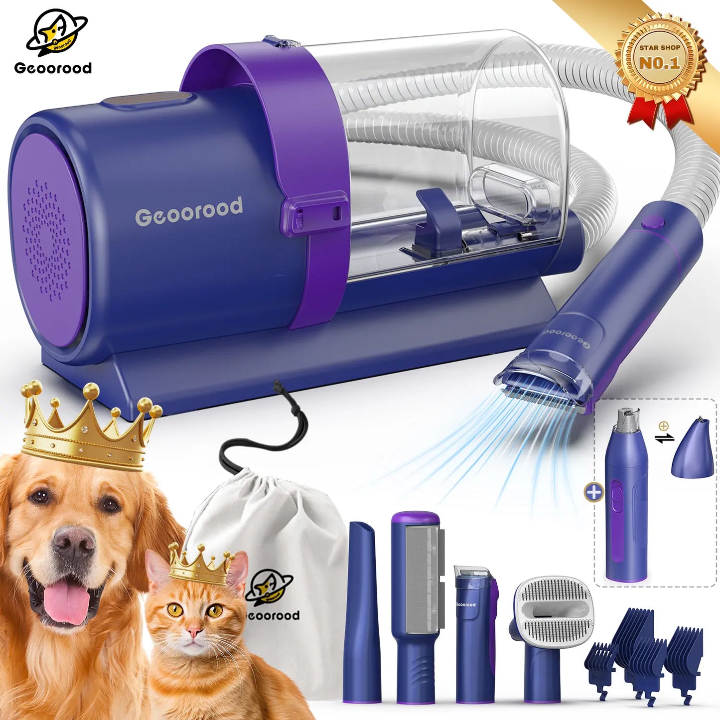 🐶 Dog Grooming Kit | All-in-One Pet Grooming Vacuum with Brush & Trimmer ✂️