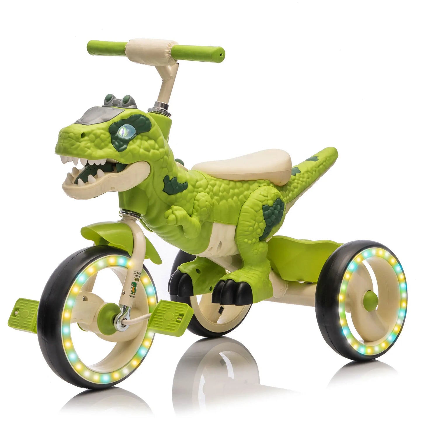 🦖 Kids Dinosaur Tricycle | Light-Up Toddler Ride-On Bike with Music, Storage Basket & Stable Wheels 🚲