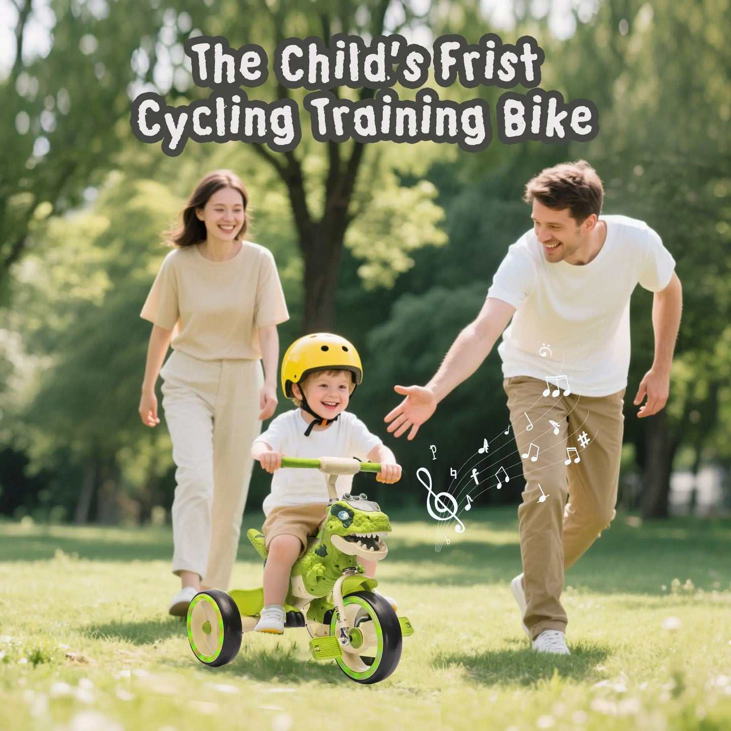 🦖 Kids Dinosaur Tricycle | Light-Up Toddler Ride-On Bike with Music, Storage Basket & Stable Wheels 🚲
