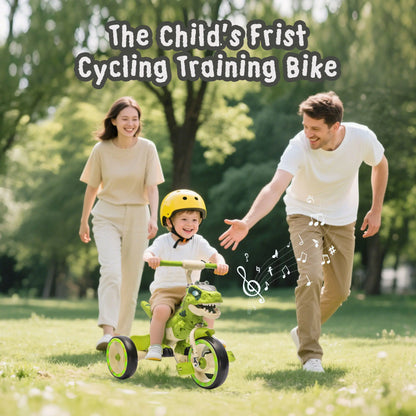 🦖 Kids Dinosaur Tricycle | Light-Up Toddler Ride-On Bike with Music, Storage Basket & Stable Wheels 🚲