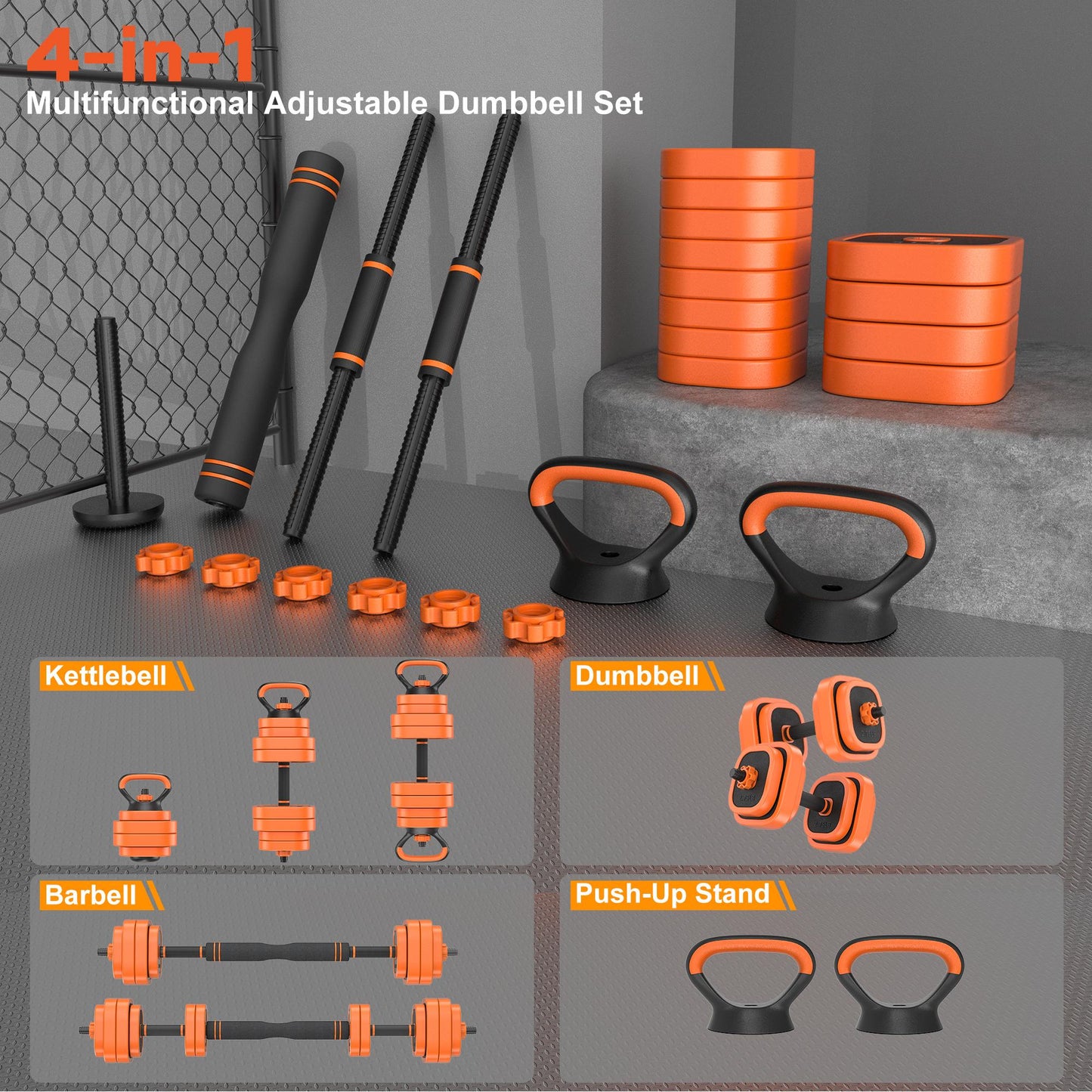 🏋️ 45/65/85lbs Adjustable Dumbbells Set, 4 in 1 Free Weights Dumbbells Set with Connector Used as Dumbbell, Barbell, Push up Stand, Kettlebells for Home Gym Exercises,dealsforyoudays
