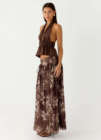 Hot Like Me Maxi Skirt - Espresso Meadow