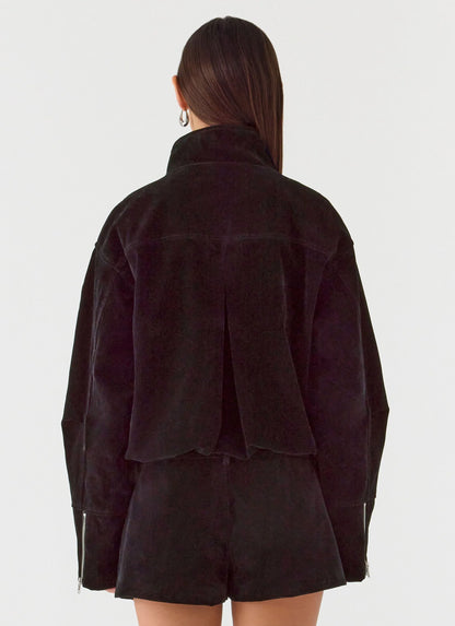 Marlow Faux Suede Jacket - Black