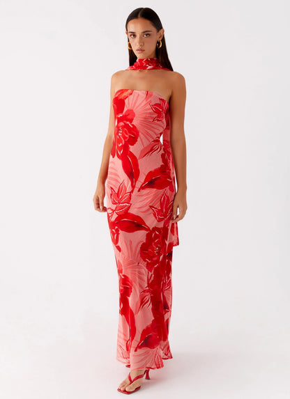 Under The Pagoda Maxi Dress - Sicily Sunsets Print