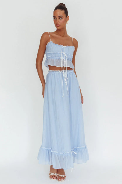 Maidens Tie Detail Overlock Top Cloud Blue