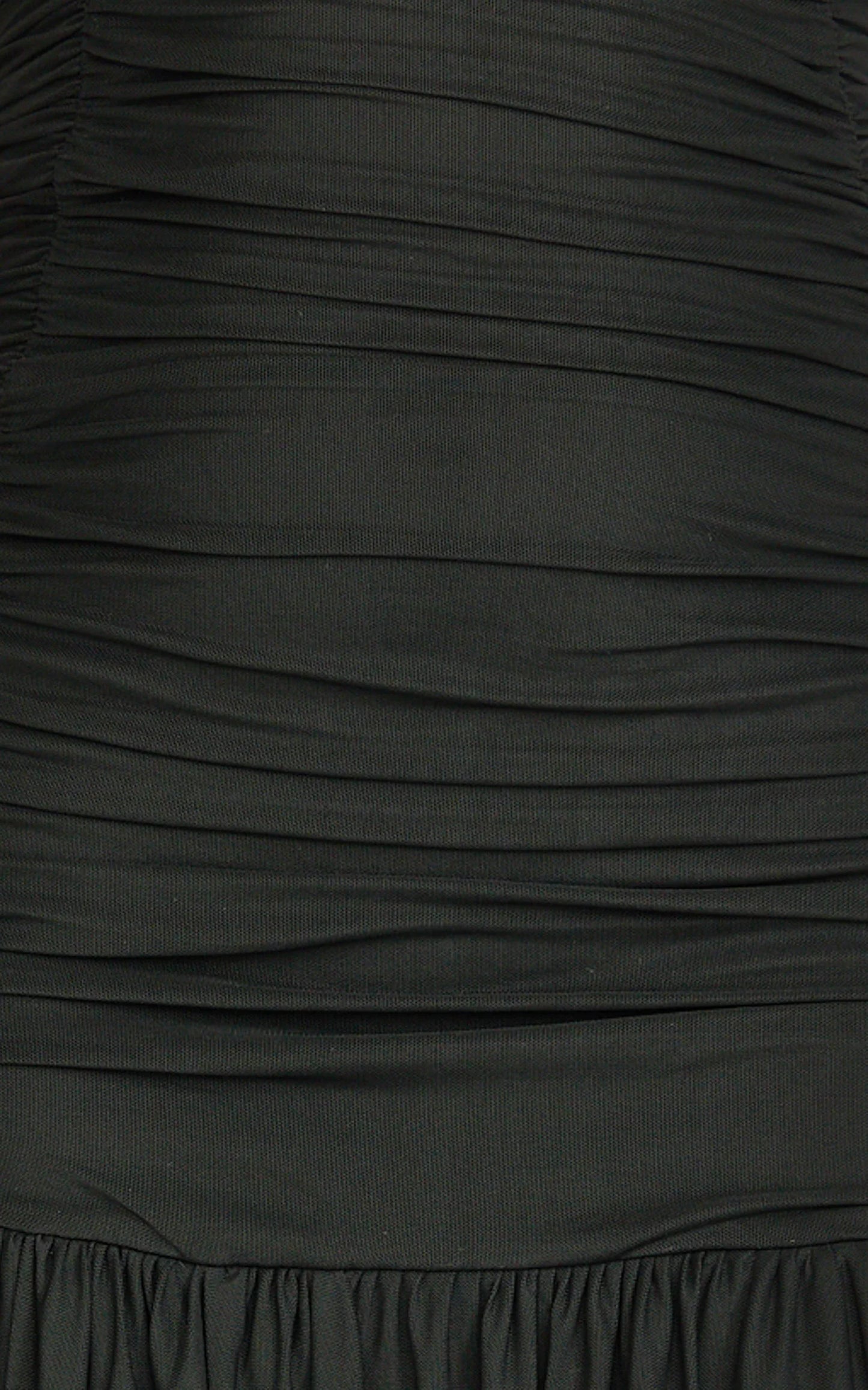 Marguerite Maxi Dress - Strapless Ruched Mesh High Leg Split Dress in Black